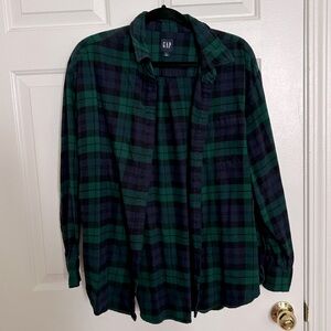 GAP blue green boyfriend flannel